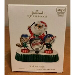 2012 Hallmark Keepsake Ornament ROCK THE HALLS! Santa & Elves MAGIC Light Sound